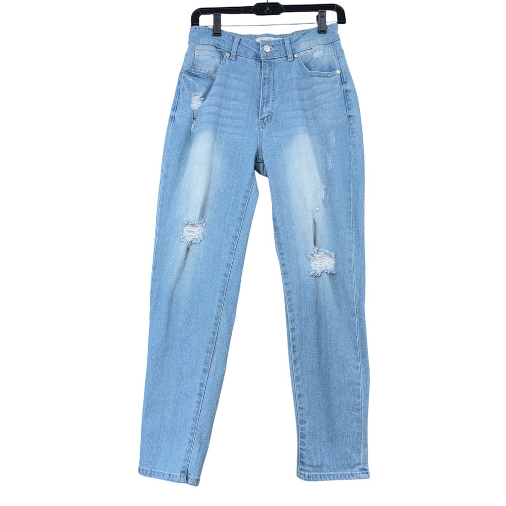 Enjean Denim Co Light Wash High Rise Distressed Straight Leg Jeans EP3404 Size 5